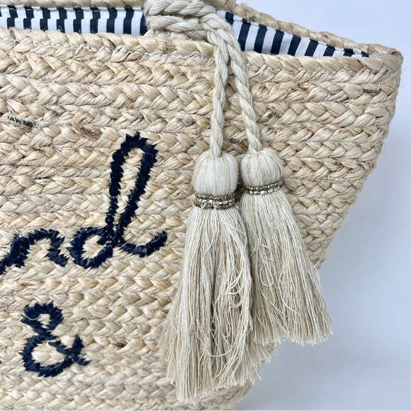 J. Jill Sand and Sea Natural Jute Beach Bag Embroidered Tote Fully Lined - Picture 6 of 10